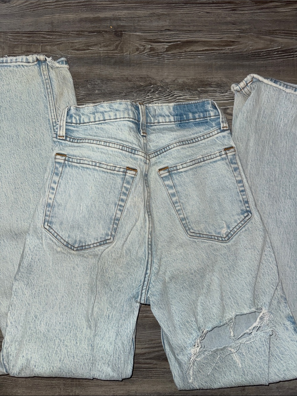 Abercrombie Light Wash Distressed High-Waist Jeans